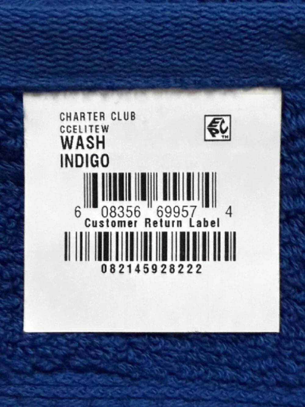 3 new INDIGO BLUE Charter Club Elite 100% Hygro Cotton 13x13 inch WASHCLOTHS